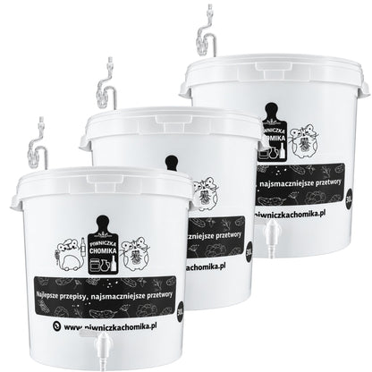 Fermentation Bucket 30L with Tap & Airlock Home Brew Wine Brewing PACK OF 3
