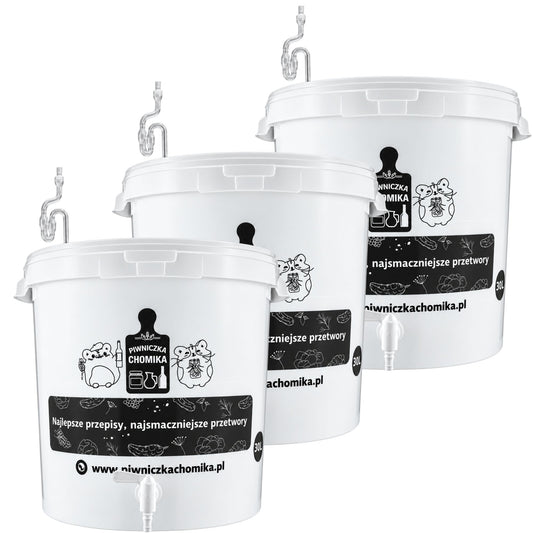 Fermentation Bucket 30L with Tap & Airlock Home Brew Wine Brewing PACK OF 3