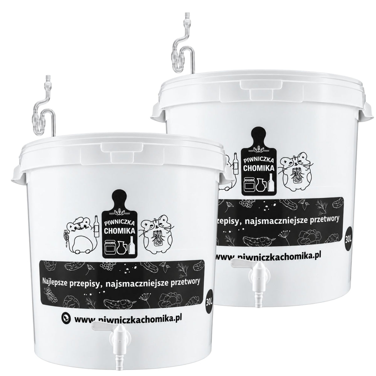 Fermentation Bucket 30L with Tap & Airlock Home Brew Wine Brewing PACK OF 2