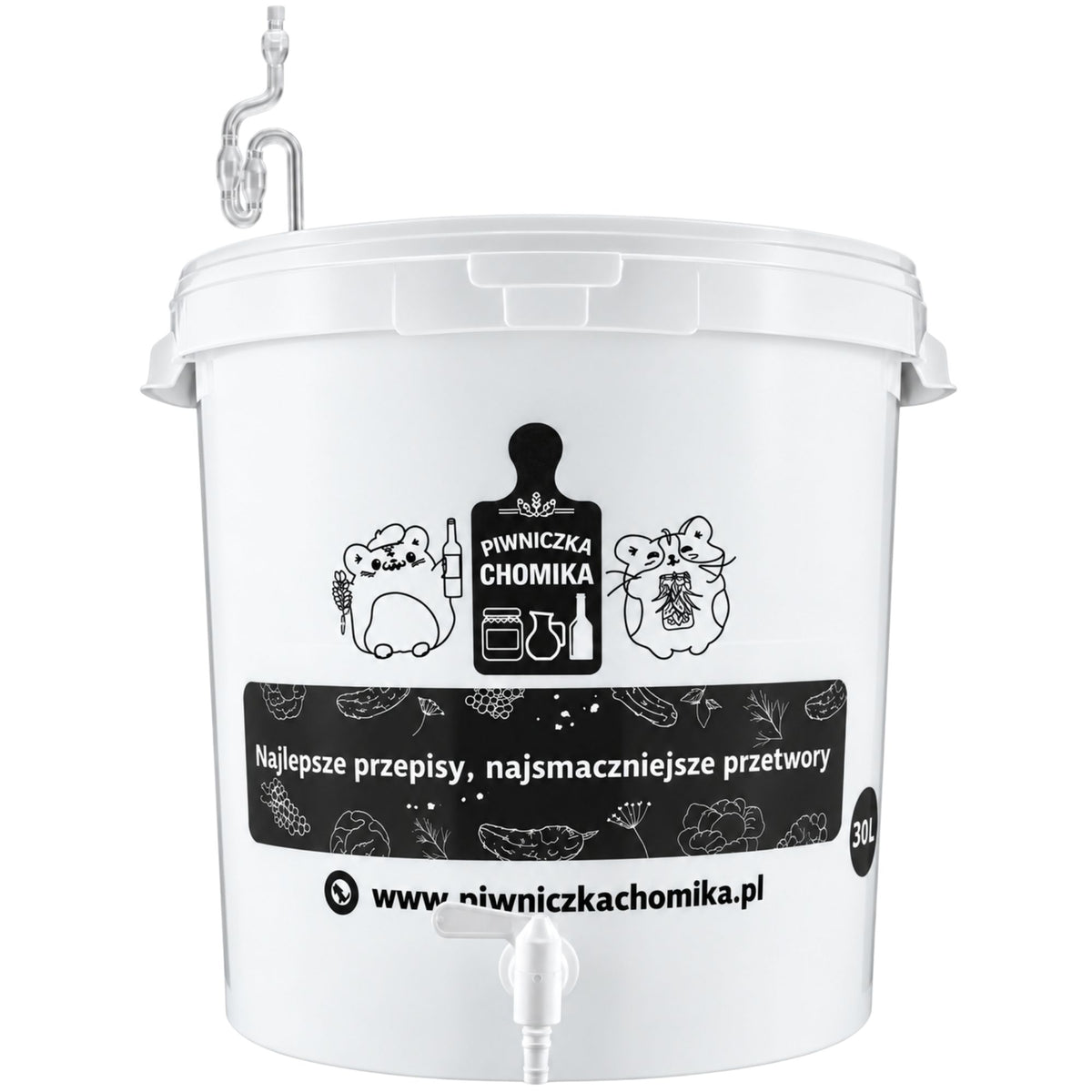 Fermentation Bucket 30L with Tap Airlock & Measuring Scale Home Brew Beer Wine Brewing Container