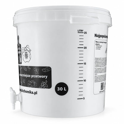 Fermentation Bucket 30L with Tap Airlock & Measuring Scale Home Brew Beer Wine Brewing Container