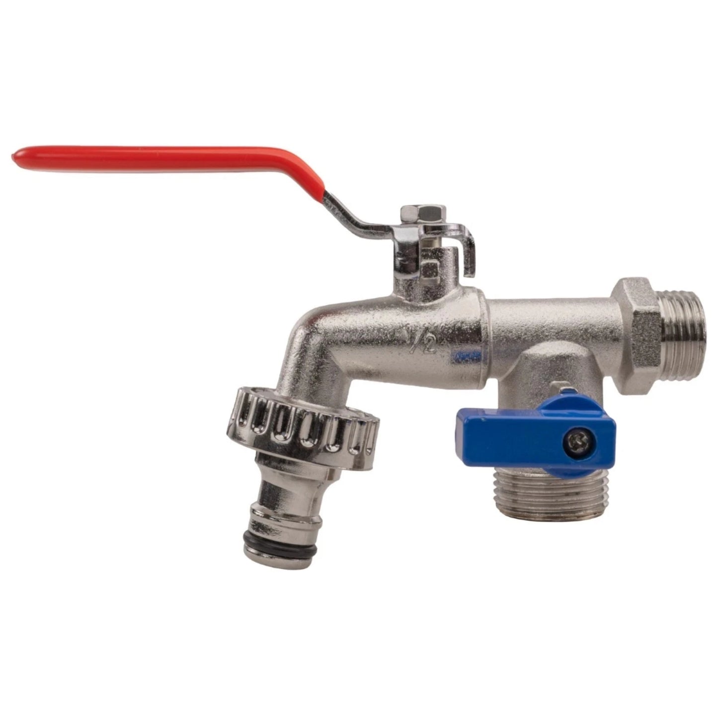 Outdoor Metal Double Garden Tap – 1/2" or 3/4" Inlet | Lever Valves & Hose Connectors