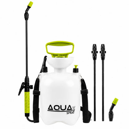 Pressure Sprayer 3L Garden Spray Bottle with Adjustable Telescopic Lance, Round & Flat Nozzles, Shoulder Strap for Plants & Weed Control