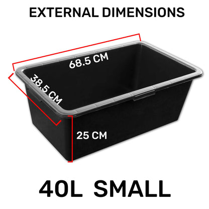 Black Mixing Tub Heavy Duty Rectangular Plastic Utility Container for Mortar Plaster Gardening Storage DIY Use Durable Multi Purpose Tray for Builders Home Garden Workshop
