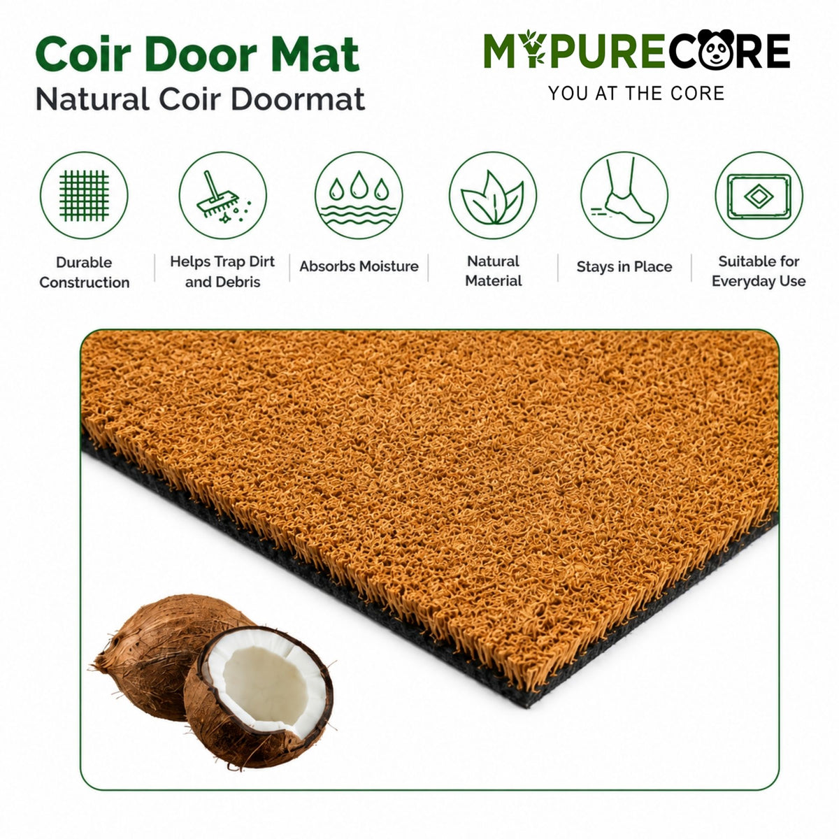 Halloween Coir Door Mat – Non-Slip, Absorbent, Eco-Friendly – 3 Spooky Designs