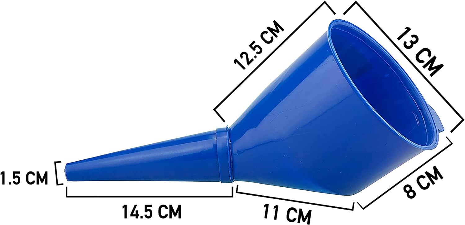 Blue Angled Fuel Funnel – With fine mesh filter for easy refilling – Antistatic Lightweight Funnel – Practical and Versatile – Angled design