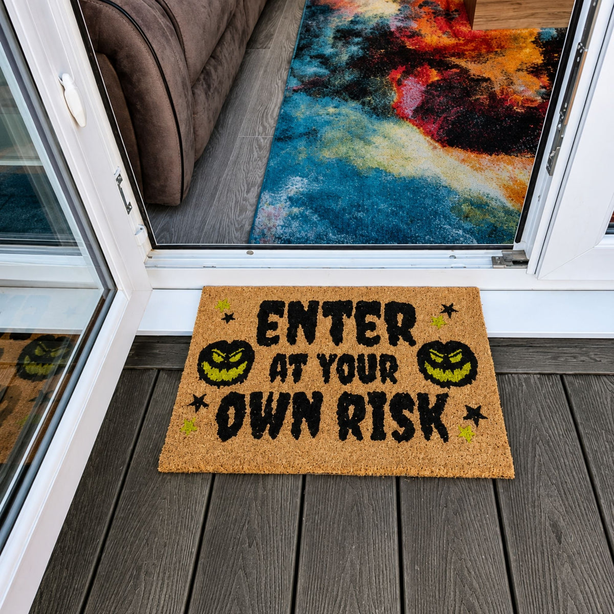 Halloween Coir Door Mat – Non-Slip, Absorbent, Eco-Friendly – 3 Spooky Designs