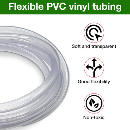 Flexible Hose Pipe 16mm Inside Diameter 20mm Outside Diameter – 4 Metres Clear PVC Food Grade Clear Plastic Tube for Fish Food, Engineering, Food Industry