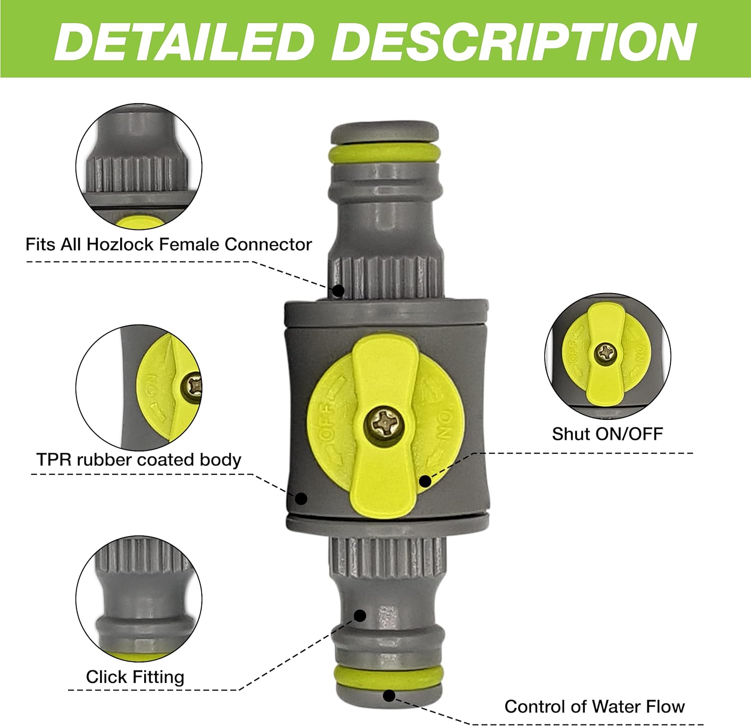 in-Line quick release shut off valve kit compatible with Hozelock Pack of 2 – Fits all Hozelock female connectors – Garden Hose Pipe Shut Off Valve – Heavy Duty and Durable Kit