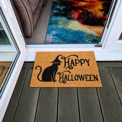 Halloween Coir Door Mat – Non-Slip, Absorbent, Eco-Friendly – 3 Spooky Designs
