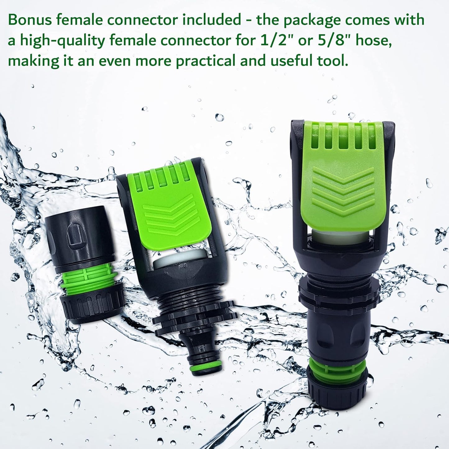 Universal Tap Connector Adapter Mixer Indoor and Outdoor | Adjustable and Click-Lock | Includes Bonus Female Connector for 1/2" or 5/8" Hose
