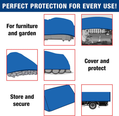 Large Blue Tarpaulin in Various Sizes - Durable, Water-Resistant & UV Resistant Tarp for Outdoor, Camping & Garden