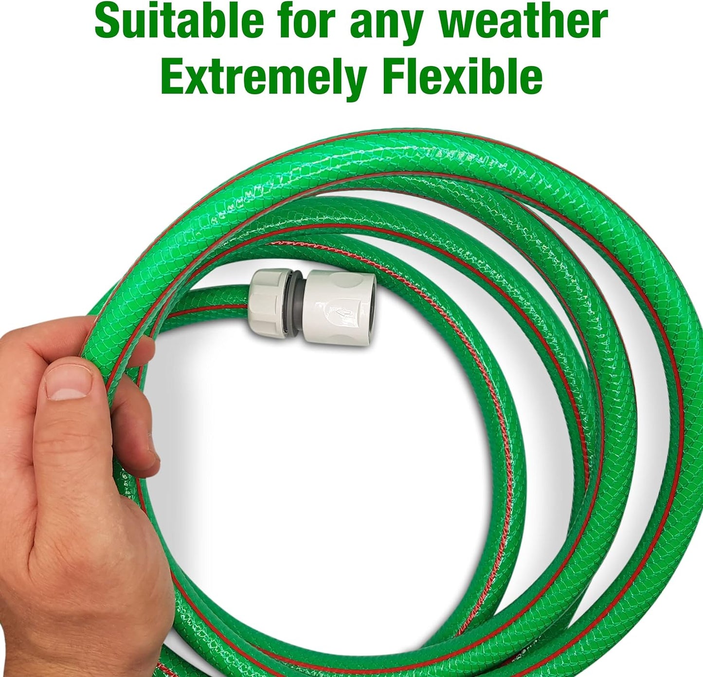 Premium Garden Hose with 2 Hose Connectors – Green Flexible Hose for All Seasons Use – 6-Layer PVC Hose with Durable Reinforcement – 3m Pressure Hose Ideal for Watering, Gardening.