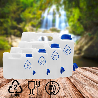 Versatile Water Storage Containers with Spigot 5L-20L Perfect for Camping, Emergencies & More