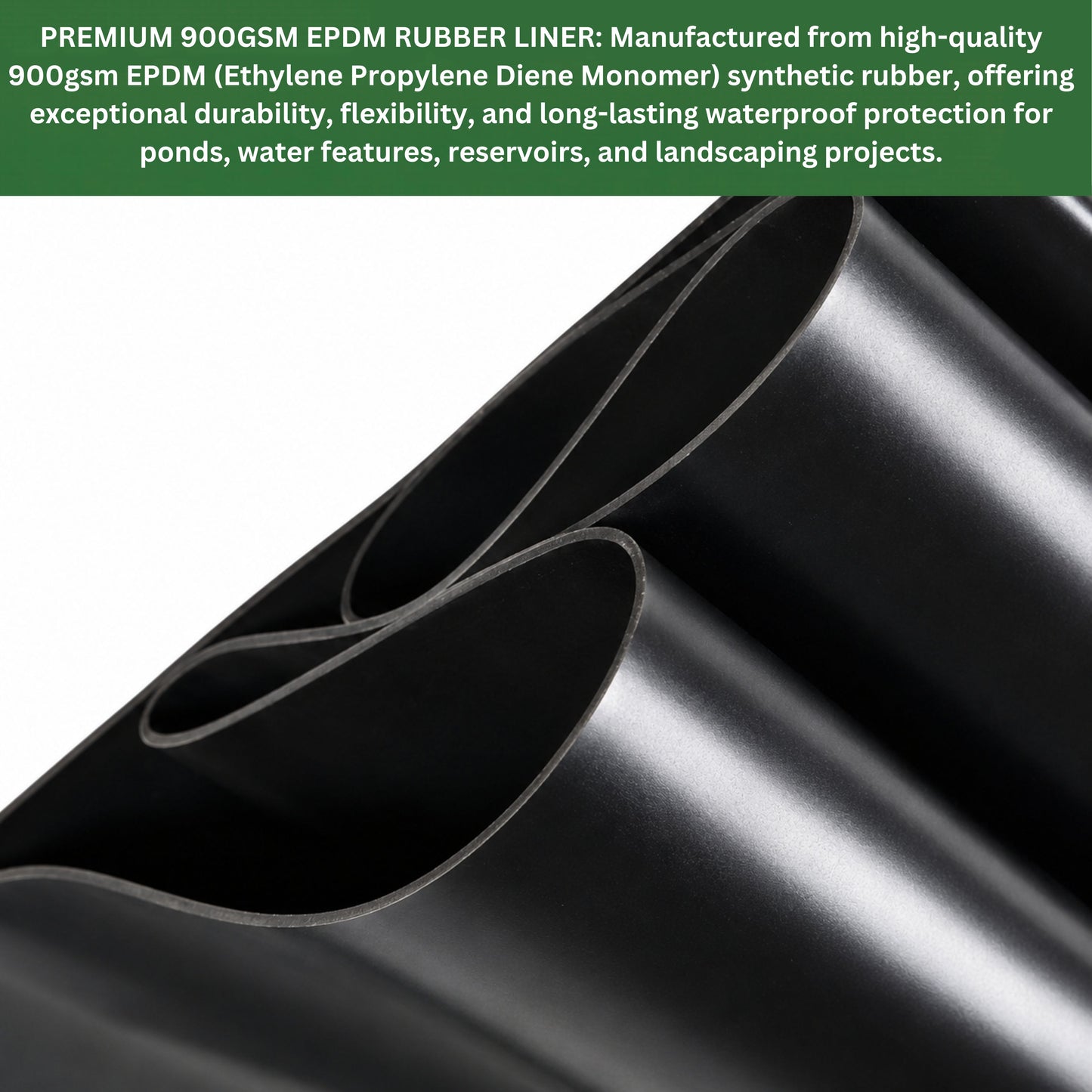 Pond Liner EPDM Rubber Heavy Duty Waterproof 900GSM & Underlay Set Fish Pond Water Feature