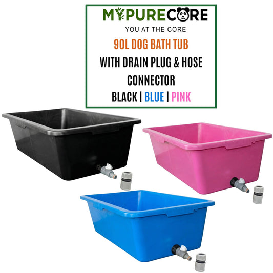 Heavy Duty 90L Dog Bath Tub Pet Washing Pool with Drain Plug and Hose Connector Large Plastic Dog Wash Tub for Indoor Outdoor Grooming Cooling Pool Multi Colour