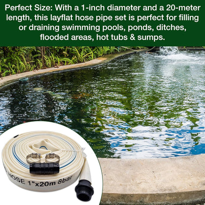 Ultimate Heavy Duty Discharge Hose Pipe Set - 25mm Diameter, Complete with 2 Clips, Joiner Coupler, and Pond Connector
