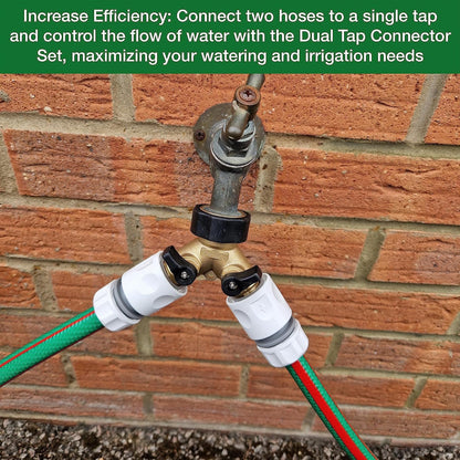 Premium Dual Tap Brass Connector Set with 2 Premium Hose end connectors for a Perfect fit with Your Garden Hoses