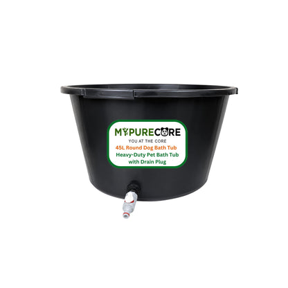 Round Dog Bath Tub with Drain Plug Heavy Duty Pet Washing Pool for Small Medium Large Dogs Durable Plastic Bath for Indoor Outdoor Use (45L / 65L / 90L)