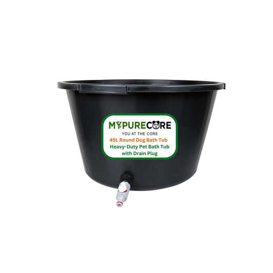 Round Dog Bath Tub with Drain Plug Heavy Duty Pet Washing Pool for Small Medium Large Dogs Durable Plastic Bath for Indoor Outdoor Use (45L / 65L / 90L)