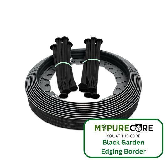 40mm Flexible Garden Lawn Edging Border Black -Complete with 20 Securing Pegs