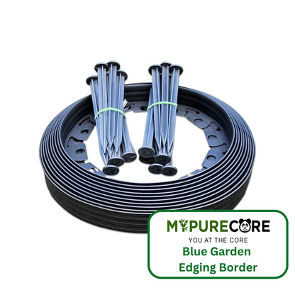 40mm Flexible Garden Lawn Edging Border Graphite -Complete with 20 Securing Pegs