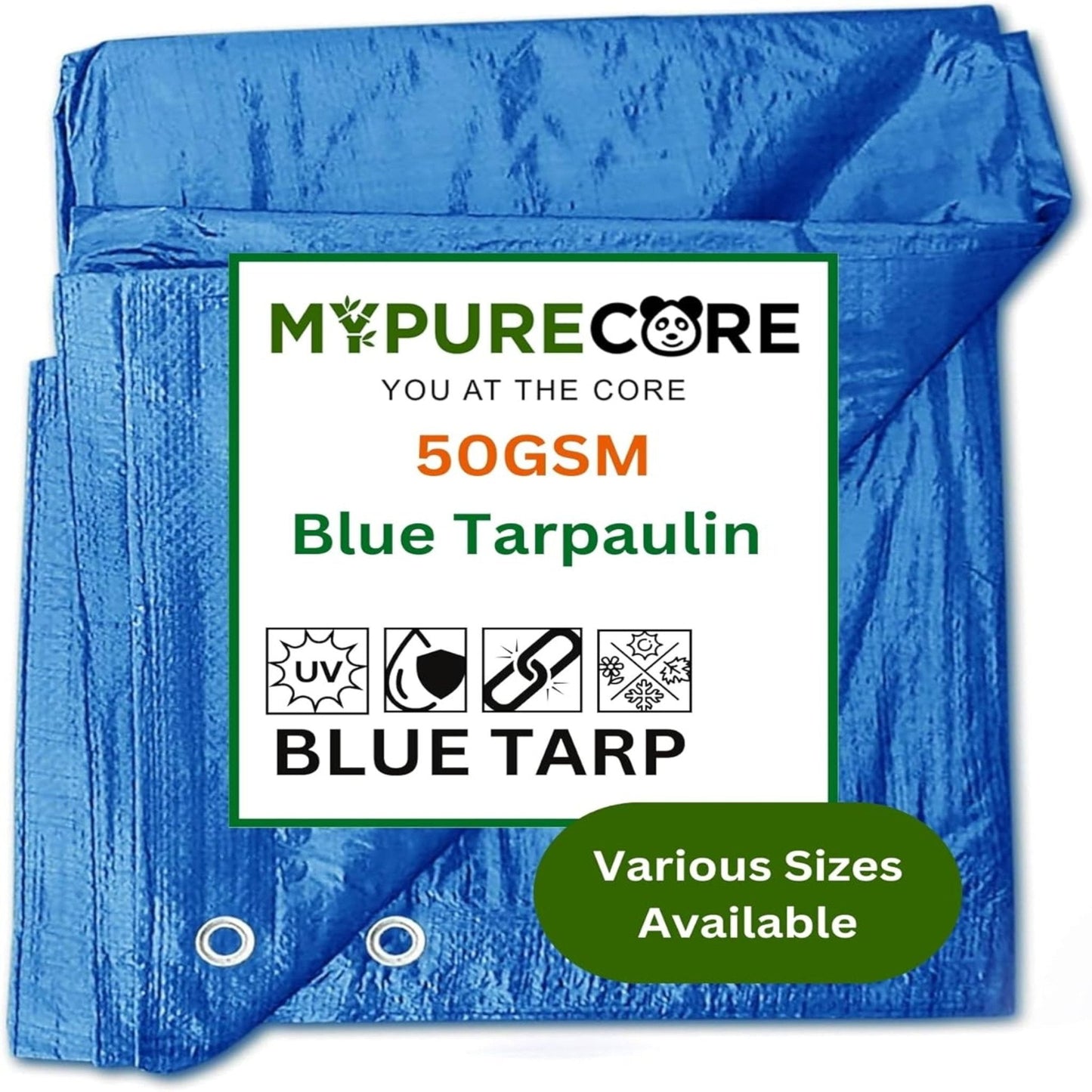 Large Blue Tarpaulin in Various Sizes - Durable, Water & UV Resistant Tarp Plastic Sheet for Outdoor, Camping, Tent Groundsheet & Garden - Ground Sheet for Versatile Use