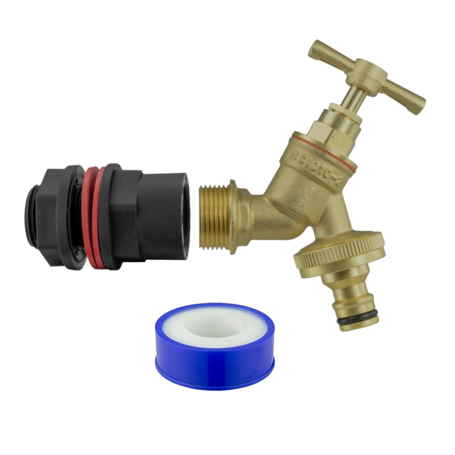 Water Butt Tap Adapter Kit for Rain Barrel & Water Tank – Hose Connector, Tap Options & PTFE Tape
