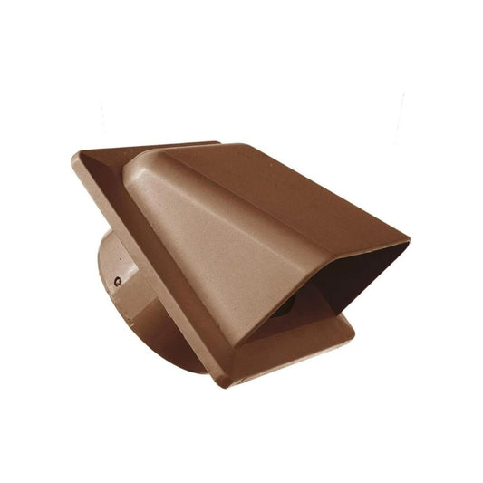 Brown External Vent Cover Kit - 100mm Hooded Cowl with Backdraft Shutter | Ventilation Grill for Extractor Fans, Tumble Dryers, and Walls | Plastic Cowled Vent Outlet Grille Hatch