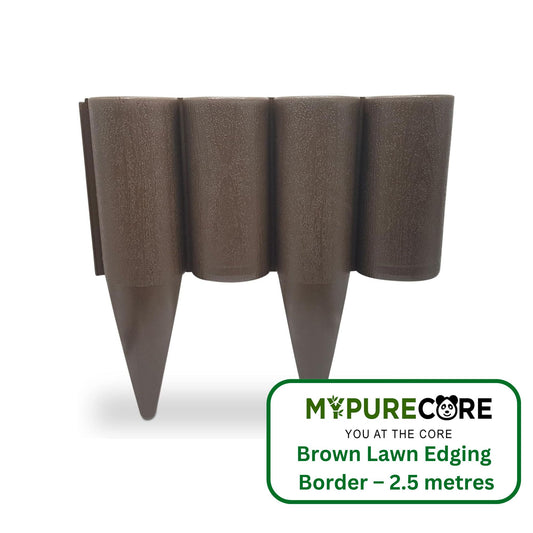 Brown Lawn Edging Border – 2.5 metres / 8.2 ft long Garden Palisade Edge Border with Wood Log Effect