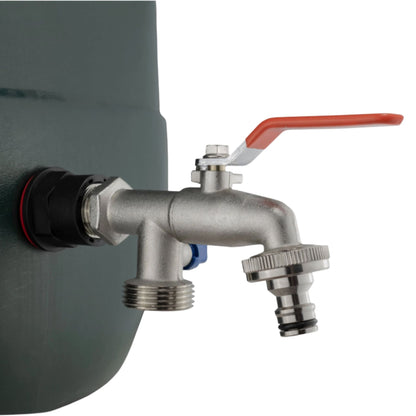Water Butt Barrel Tap Connector Kit with Drill Hole Saw Cutter – Adapter Hose Fitting with Tap Options & PTFE Tape for Rain Barrel, Water Tank & Garden Use