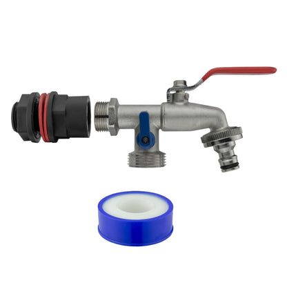 Water Butt Tap Adapter Kit for Rain Barrel & Water Tank – Hose Connector, Tap Options & PTFE Tape