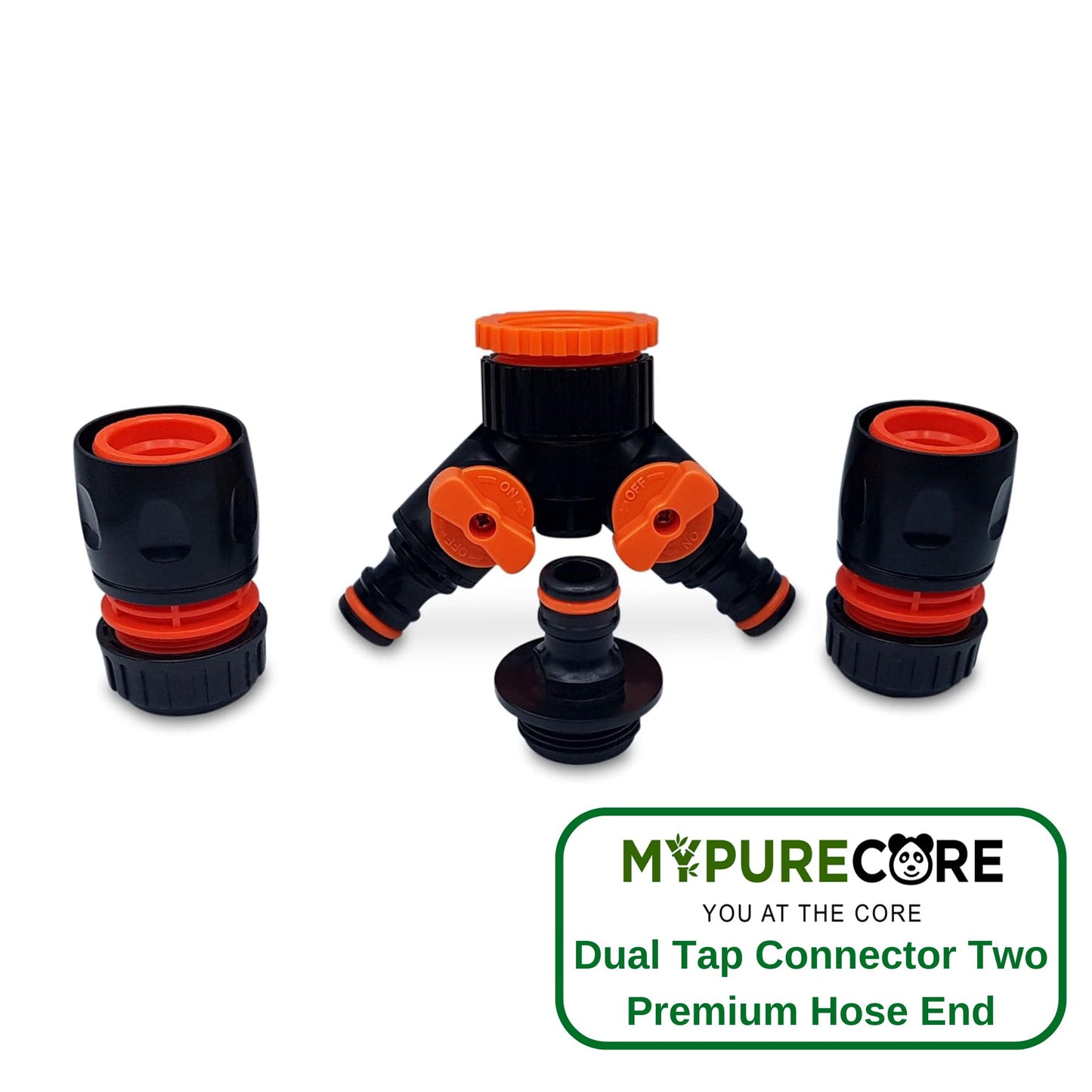 Dual Tap Connector Set - Two Premium Hose End Connectors with 3rd Male Tap Connector Included for Inline Use - Hozelock Compatible for Gardening, Watering, and Irrigation Needs