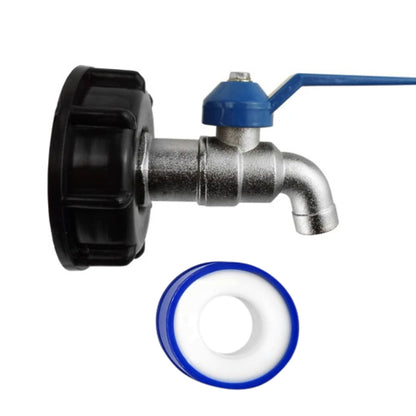 IBC S60X6 End Cap with ¾” BSP Thread & Basic Garden Tap + PTFE Tape Leak-Proof Durable Kit

