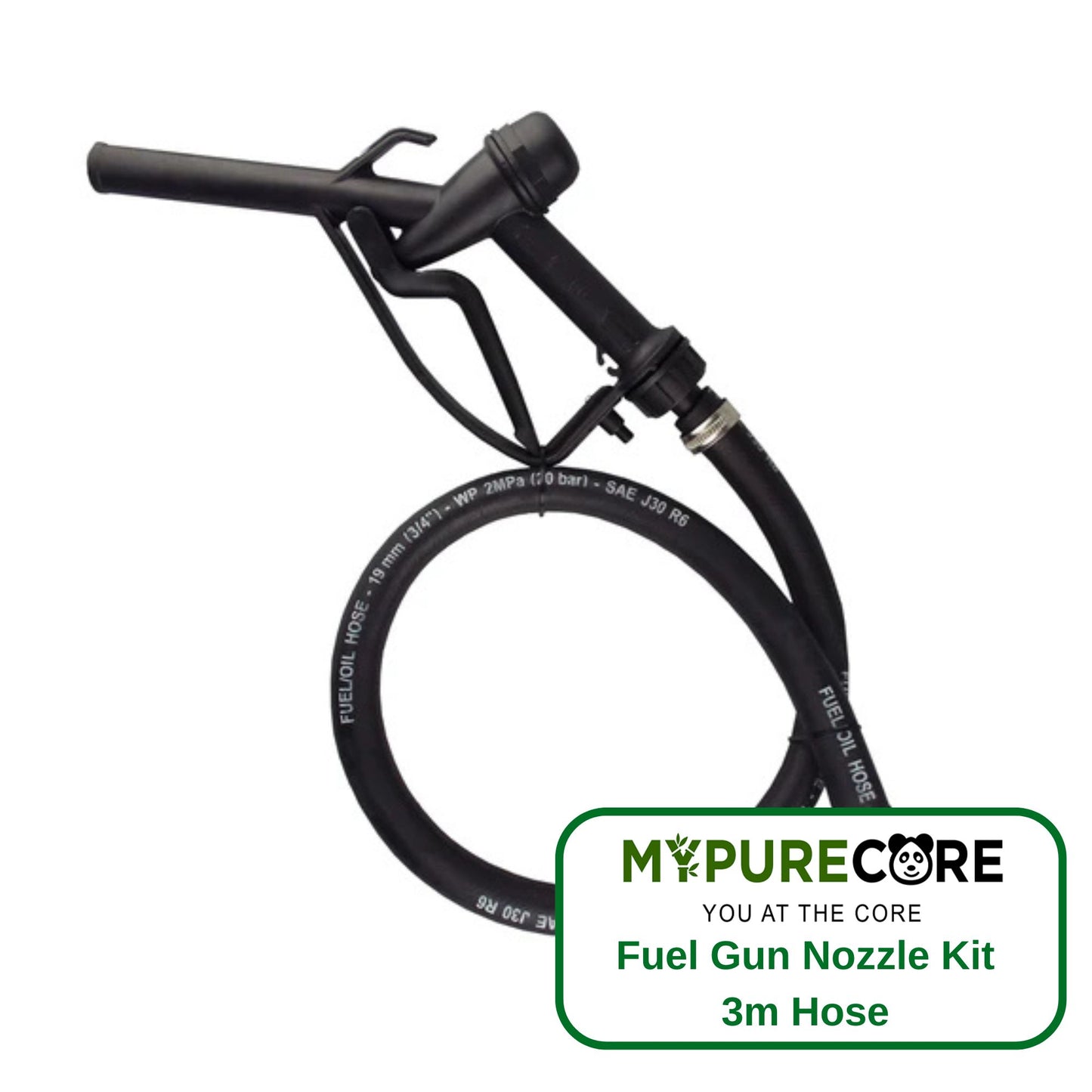 Fuel Gun Nozzle Kit with 3m Hose for Diesel, Oil, Water - 3/4" Barb, 25mm Outlet