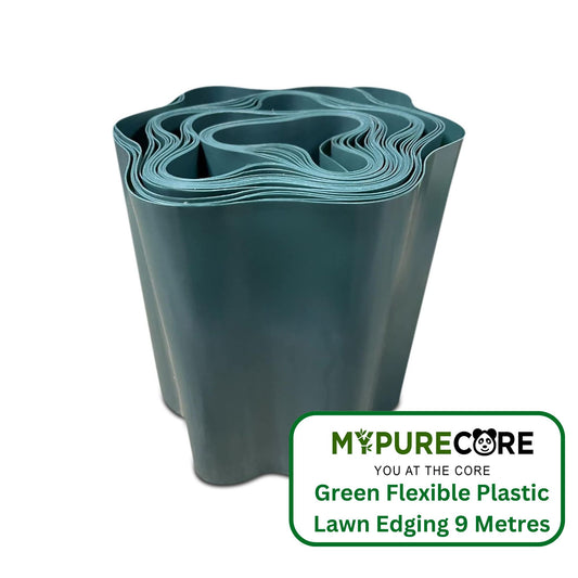 Green Flexible Plastic Lawn Edging 9 Metres - Durable, Weatherproof and Frost-Resistant! 15cm Height