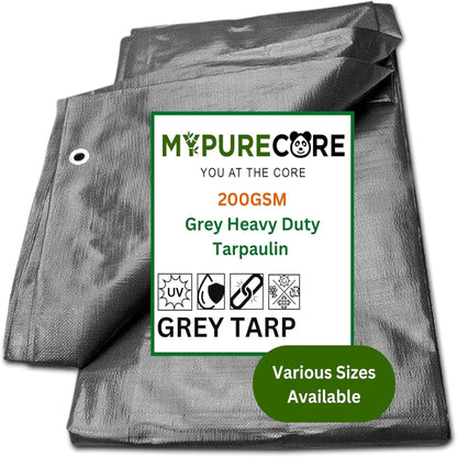 Grey Tarpaulin – Waterproof & Heavy Duty 200 GSM Tarp – Large, Durable Tarp for Car, Garden, Home – UV, Dust, Rain, Snow Protection – Versatile Groundsheet for Camping & Outdoor