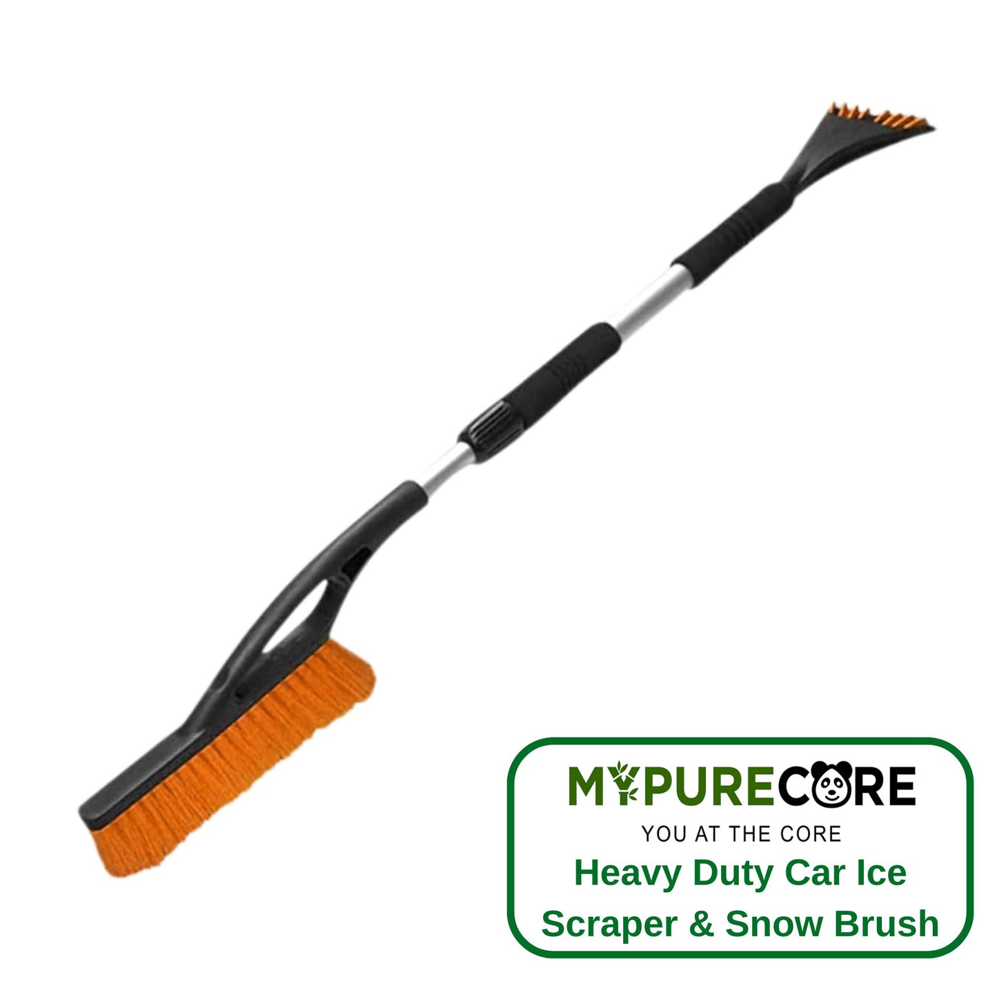 Heavy Duty 2-in-1 Car Ice Scraper & Snow Brush w/ Foam Grip & Telescopic Handle