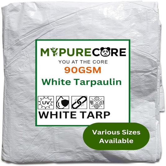 Heavy Duty White Tarpaulin – Durable, Waterproof & UV Resistant – Versatile Tarp Sheet for Outdoor, Garden, Camping – Large Groundsheet for Pergolas, Sheds, Weather Protection