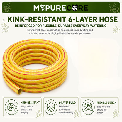 Hose Reel Cart and 30m Garden Hose Complete Watering Kit with 8-Pattern Spray Gun, 6-Layer Reinforced Hose, Tap Connector & Quick Hose Connectors