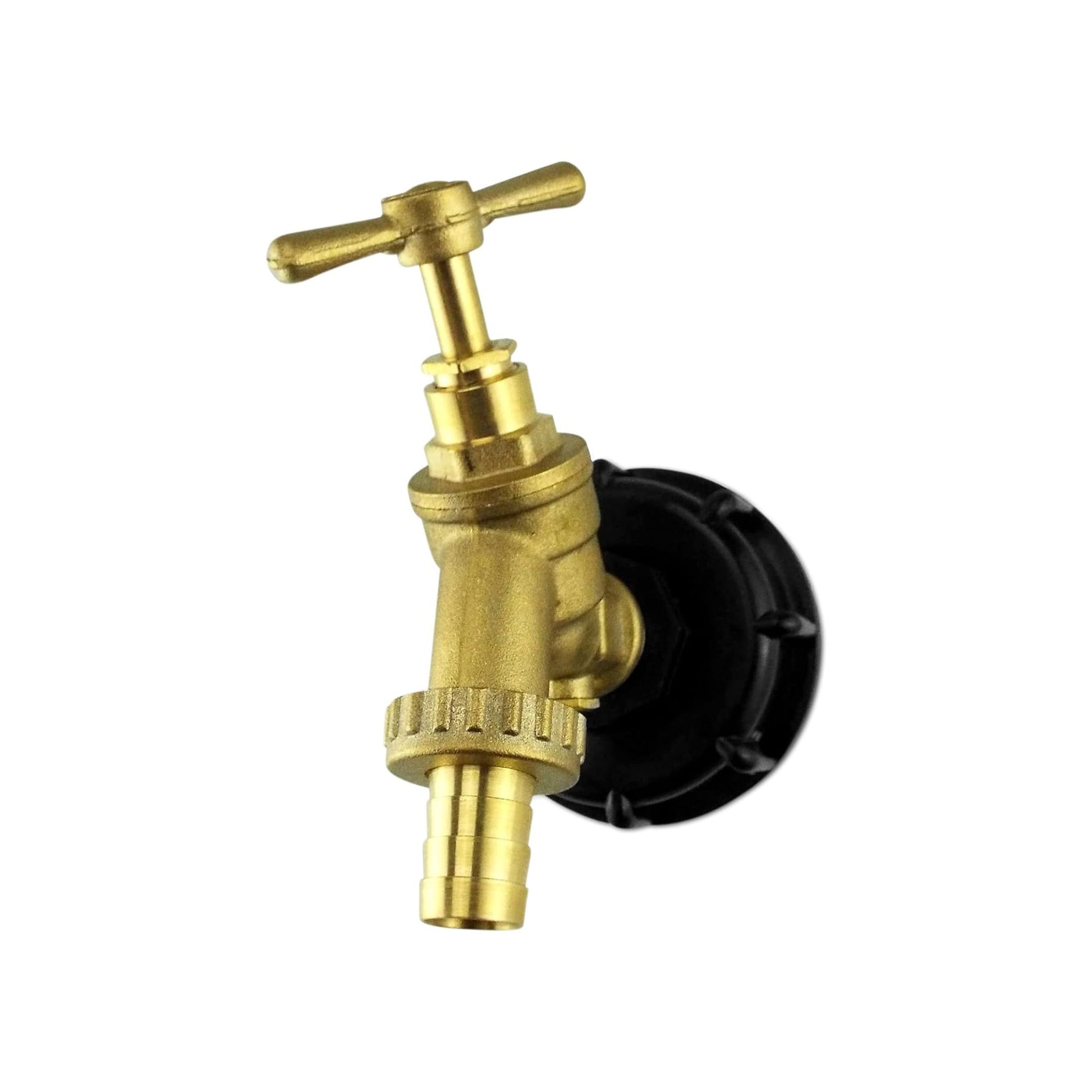 IBC Tank Adapter Hose Connector – S60X6 Brass Garden Tap with Check Valve with 1/2" Hose Fitting Pack – Heavy Duty Coarse Thread PTFE Tape Included