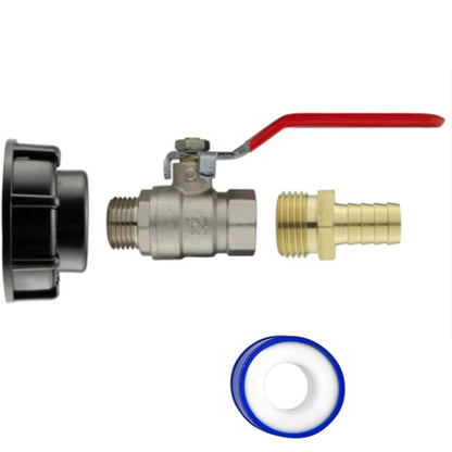 IBC S60x6 Threaded Adapter Cap + Full Flow Valve + Outlet Options + PTFE Tape