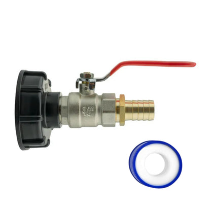 IBC S60x6 Threaded Adapter Cap + Full Flow Valve + Outlet Options + PTFE Tape