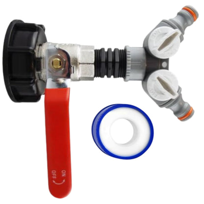 IBC S60x6 Threaded Adapter Cap + Full Flow Valve + Outlet Options + PTFE Tape