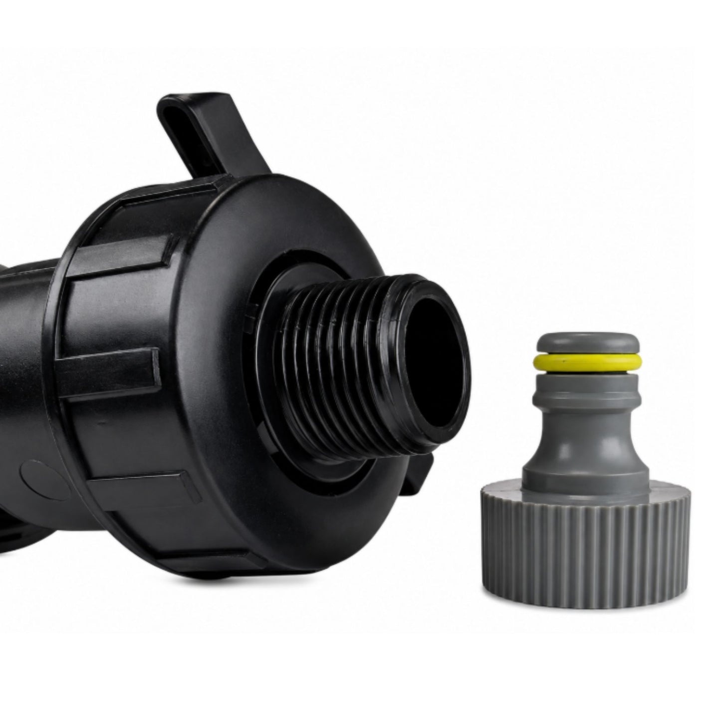 MDPE Water Pipe Outlet Valve Garden Hose Connector Kit 20mm 25mm 32mm - Compression Fitting, Flow Control Valve, Click-Lock Connector & PTFE Tape