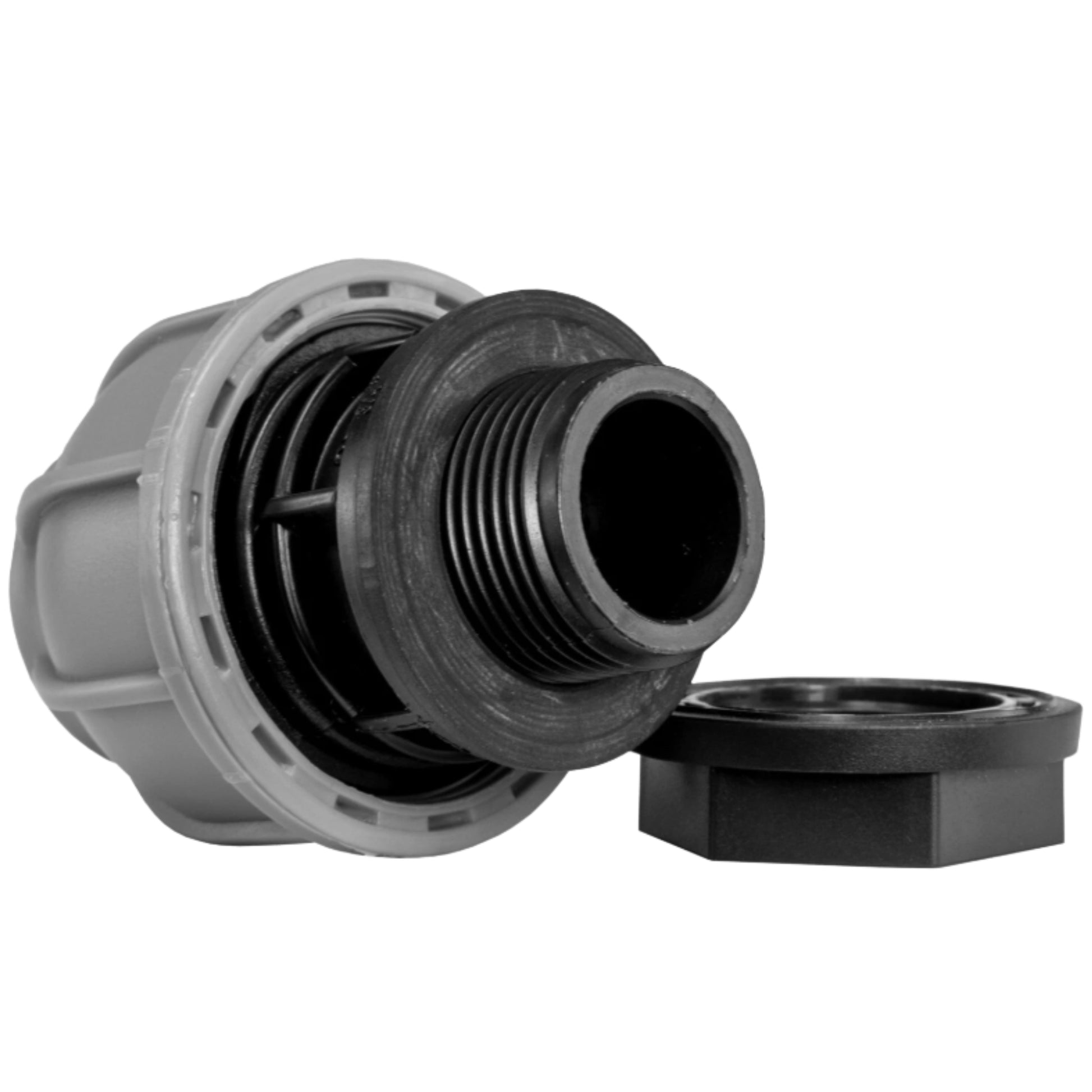 MDPE Water Tank Outlet Fitting with Nut & Washer – 20mm & 25mm Pipe Connector
