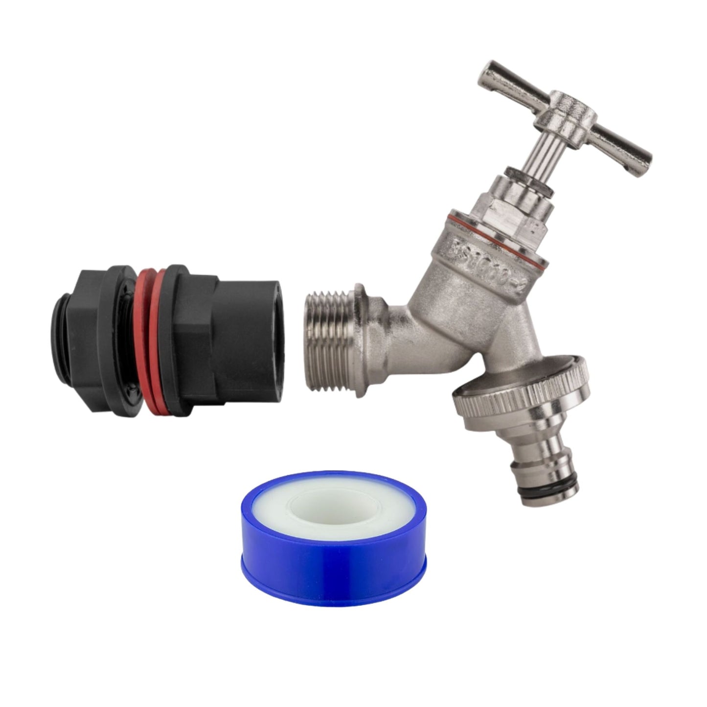 Water Butt Tap Adapter Kit for Rain Barrel & Water Tank – Hose Connector, Tap Options & PTFE Tape