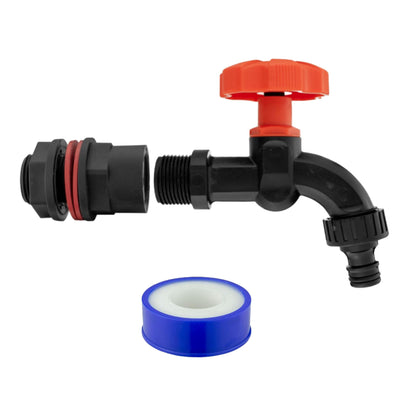 Water Butt Tap Adapter Kit for Rain Barrel & Water Tank – Hose Connector, Tap Options & PTFE Tape