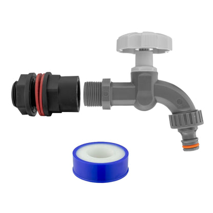 Water Butt Tap Adapter Kit for Rain Barrel & Water Tank – Hose Connector, Tap Options & PTFE Tape