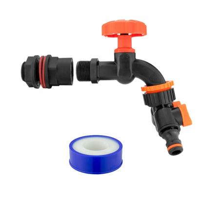 Water Butt Tap Adapter Kit for Rain Barrel & Water Tank – Hose Connector, Tap Options & PTFE Tape